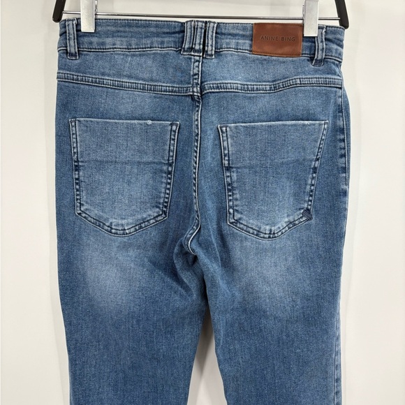 Anine Bing Front Pocket SplitHem Blue Mid Rise Straight Fray Ankle Jeans Size 28 - Picture 8 of 16